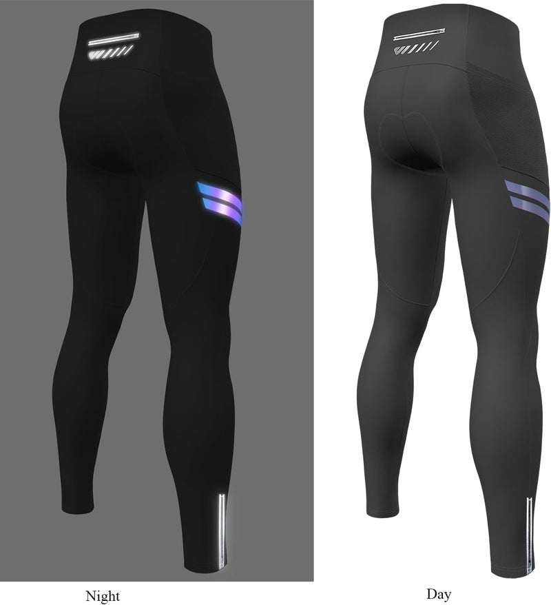 logass Men's Cycling Pants Padded Thermal Windproof Bike Bicycle Tight Trousers Pockets - Image 4